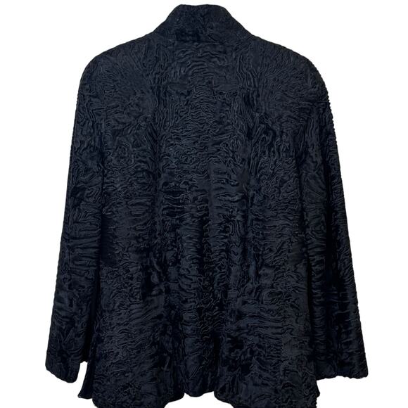 Vintage Made in Greece Size 10 Karakul Lamb Real Fur Black Coat Ovis Aries - Picture 8 of 13